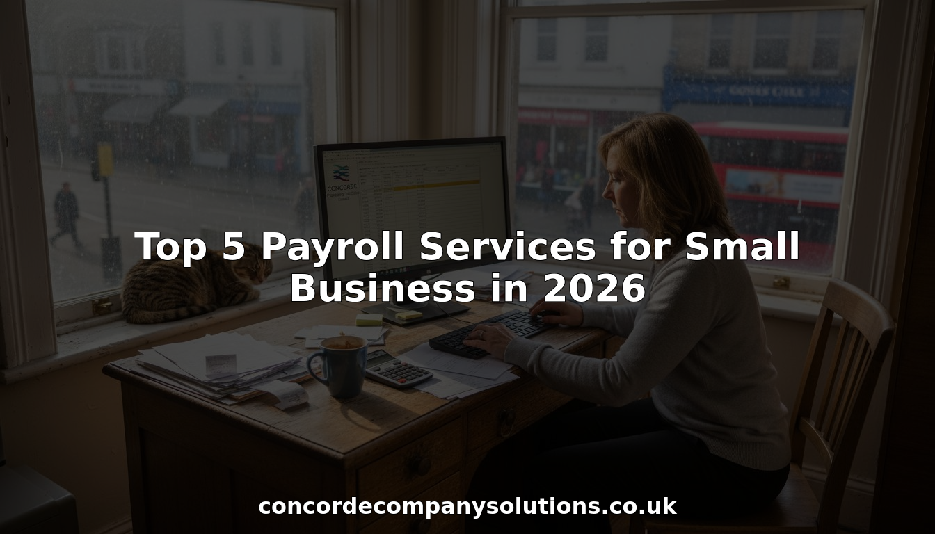 Small business owner processing payroll at desk