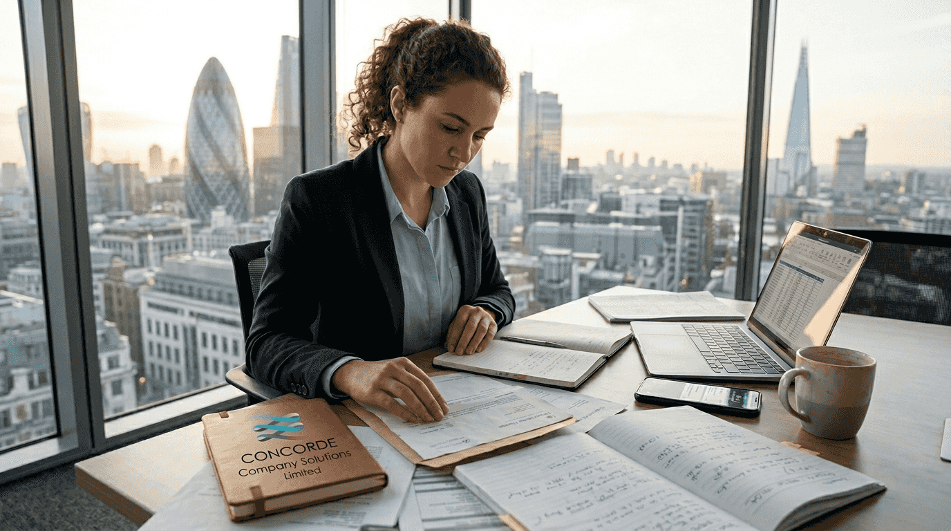 Founder sorting UK company formation documents