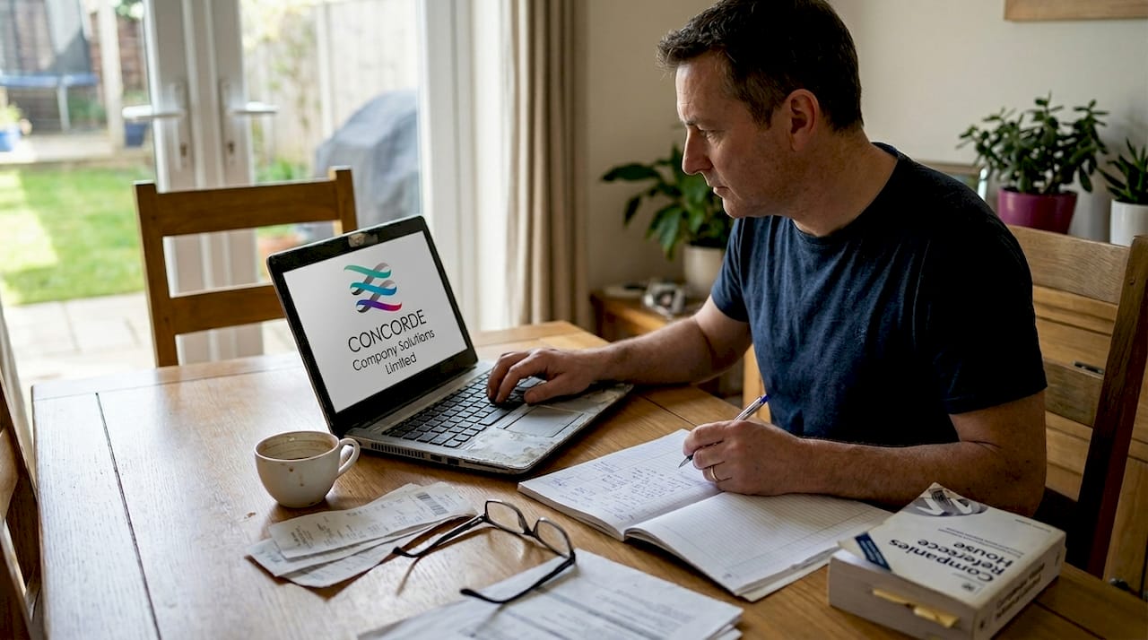 SME owner checking accounts at home table