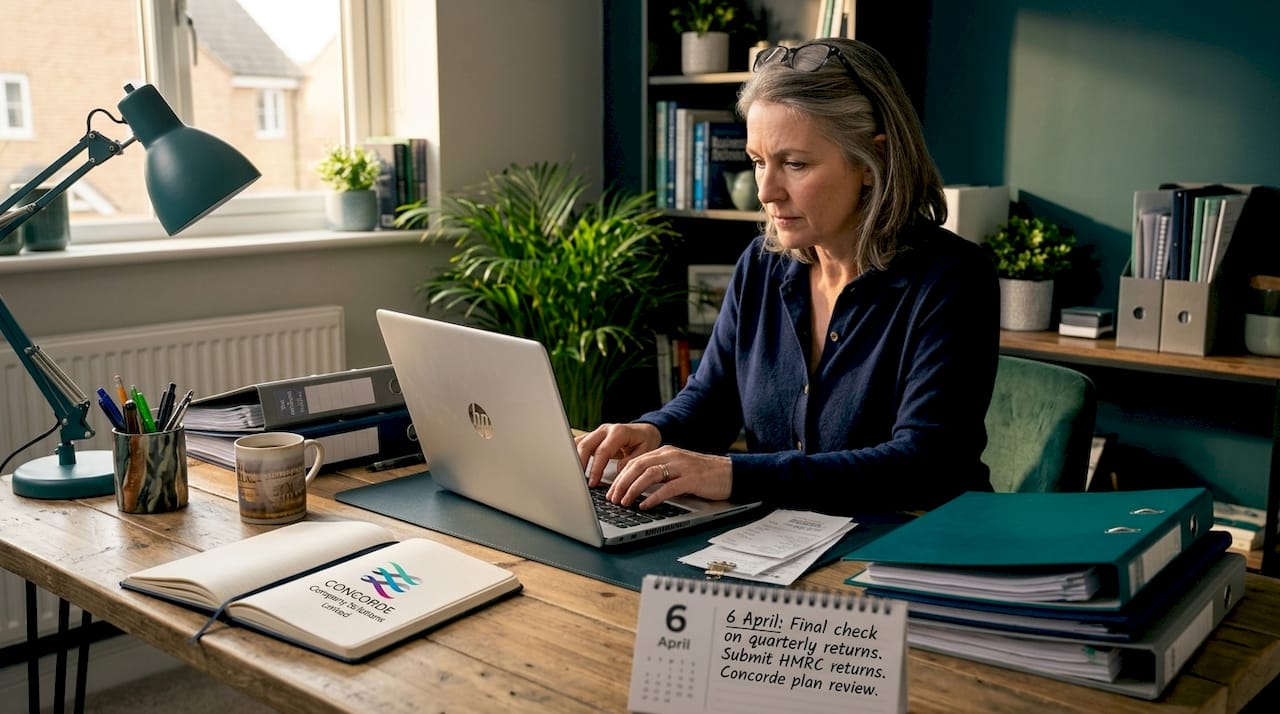 Business owner working on UK tax documents