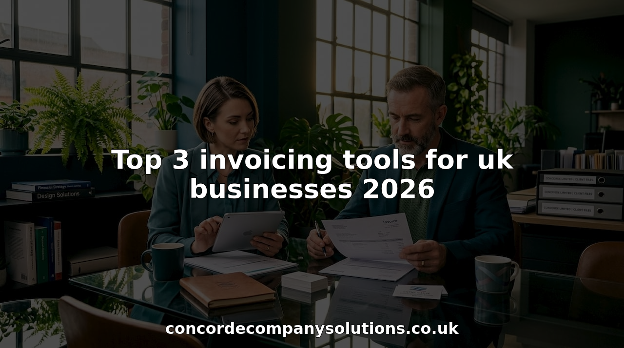 Business owners reviewing invoices in sunny office