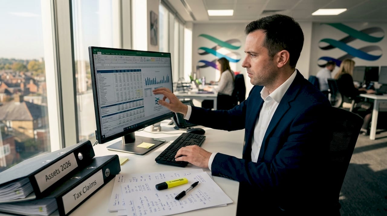 Accountant reviewing UK capital allowances spreadsheet