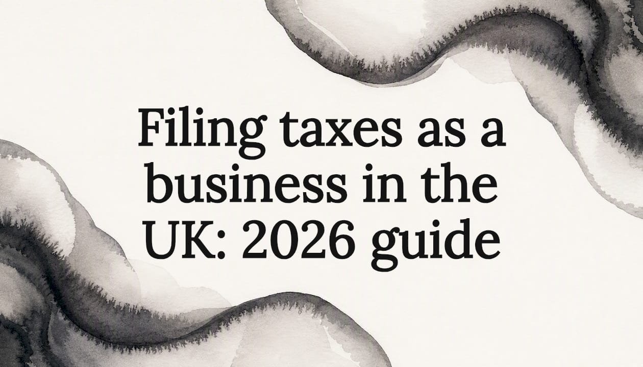 Decorative title card illustration for business tax filing guide